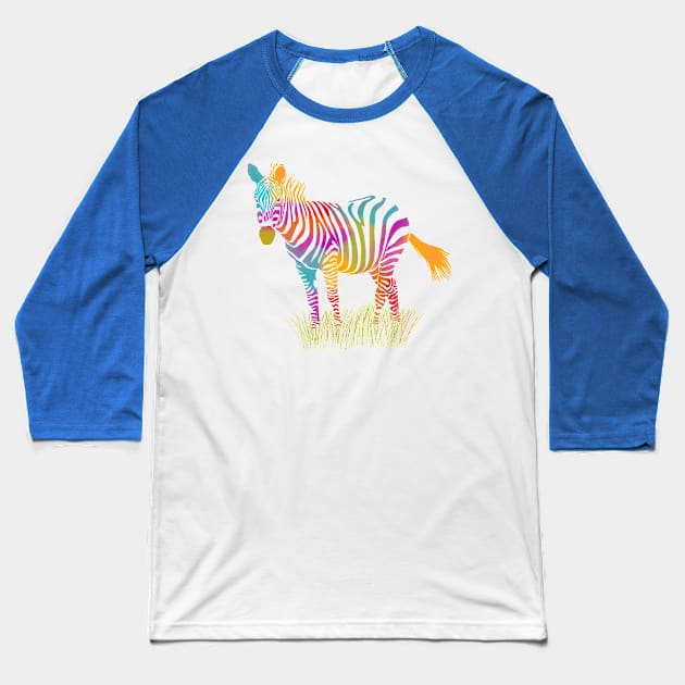 Rainbow Colored Zebra Baseball T-Shirt by Alissa Carin